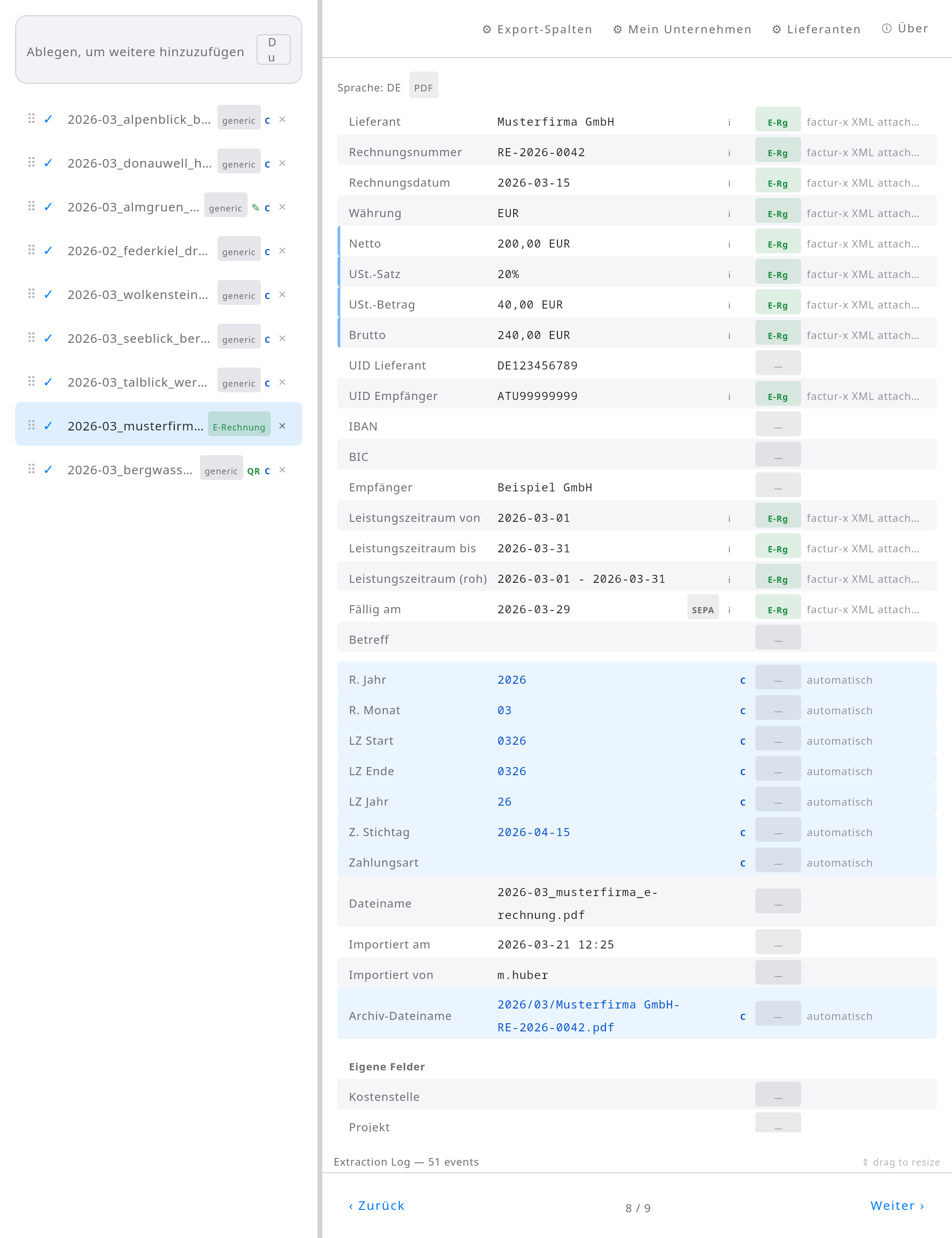 Built for Austrian and German invoices